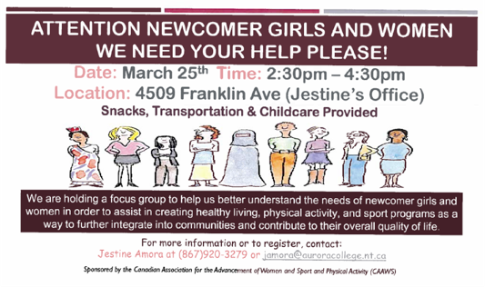 Forum on Recreation with Newcomer Women and Girls, March 25